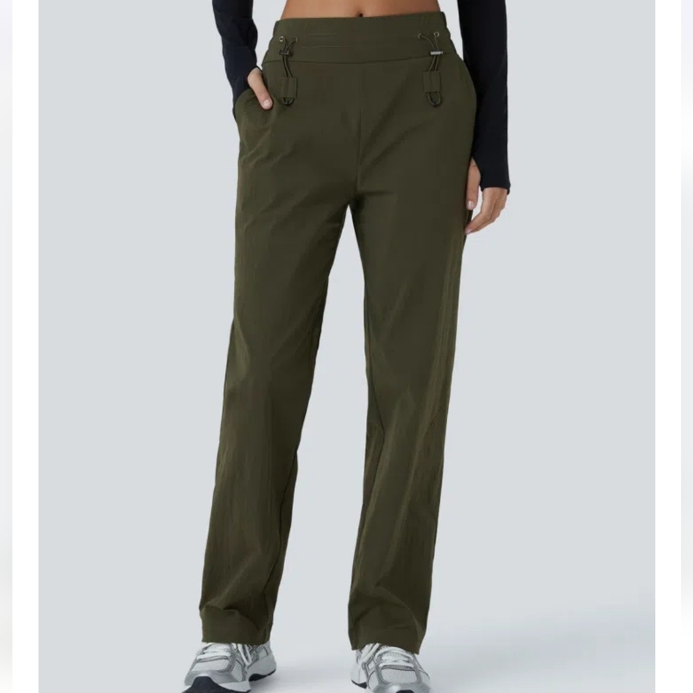 Halara NWT Olive Wear-Resistant Mid Rise Pocket Straight Leg Casual Pants XS